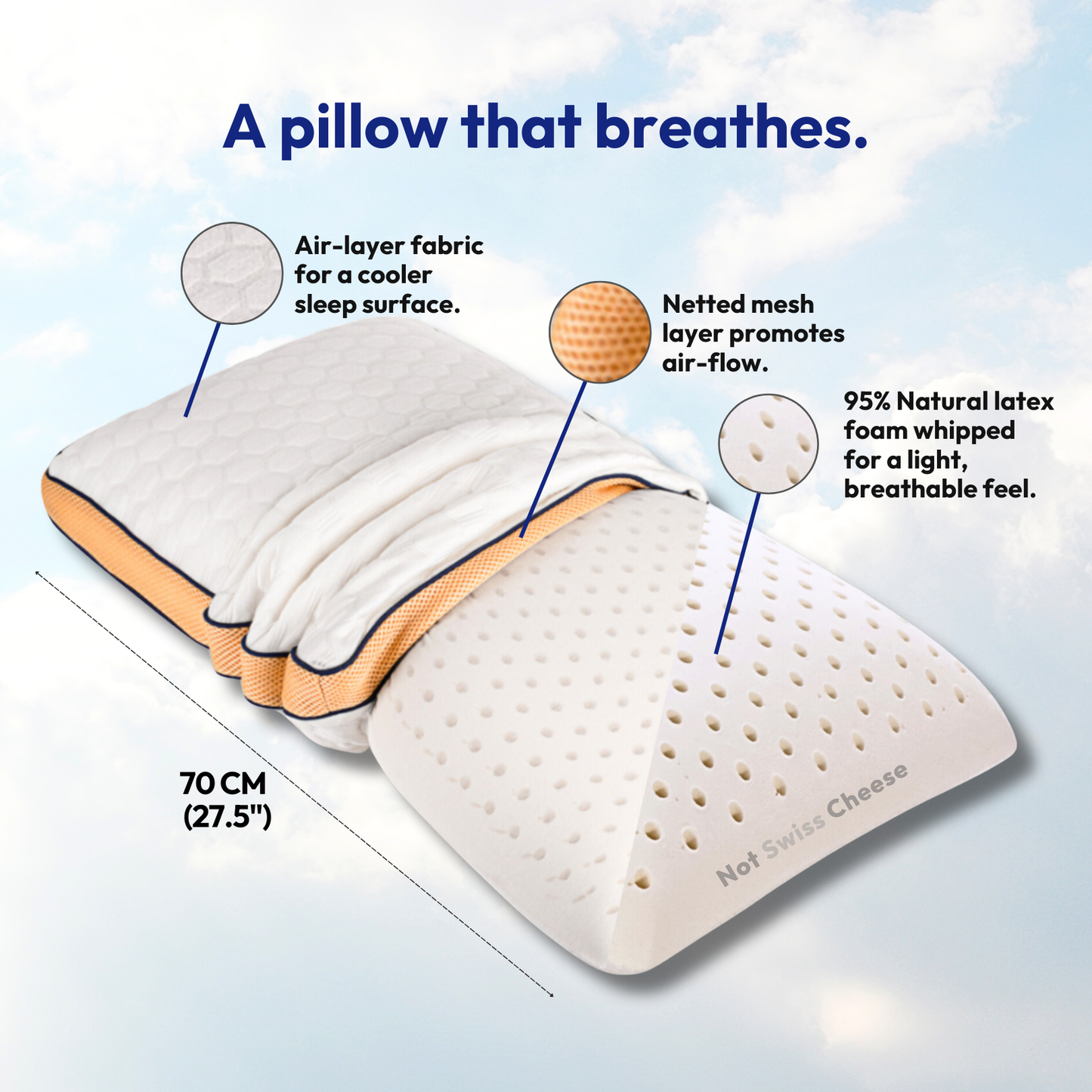 Oreiller en latex Talalay moelleux – Queen Size | Luxe et confort optimal