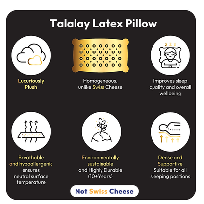 Oreiller en latex Talalay moelleux – Queen Size | Luxe et confort optimal